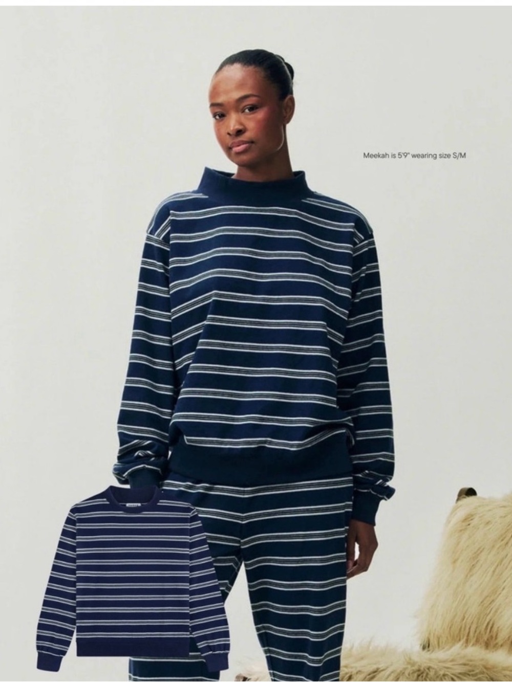 Women's Navy Striped Crewneck Sweatshirt